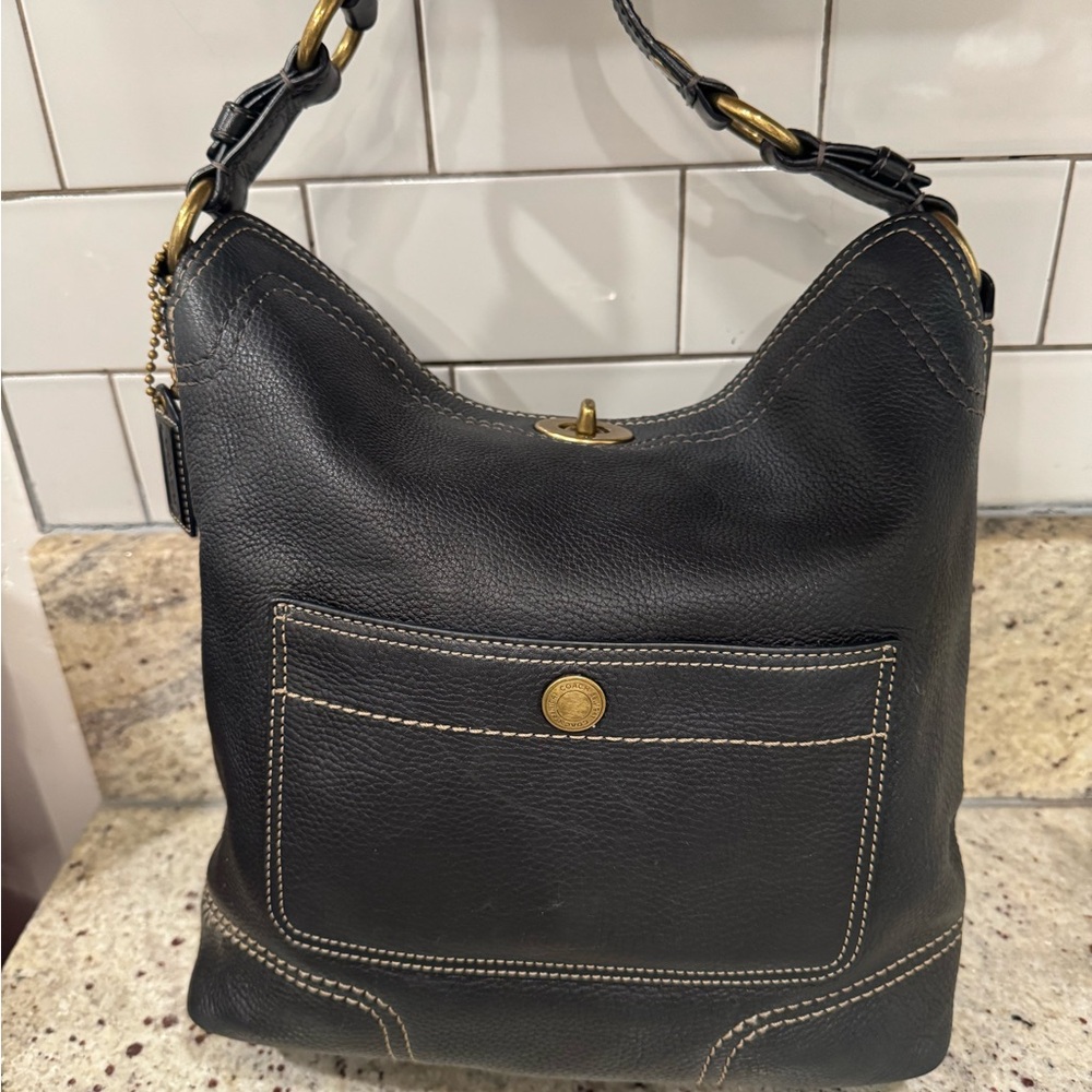 Coach Chelsea Slouch Turnlock Hobo 10948 black leather excellent condition